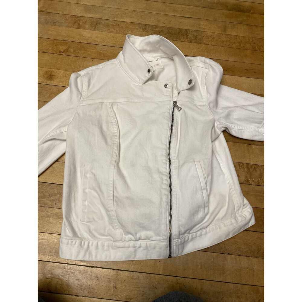 Vince Camuto Two Jacket Women’s Medium White Denim Jeans High Collar - Picture 6 of 14